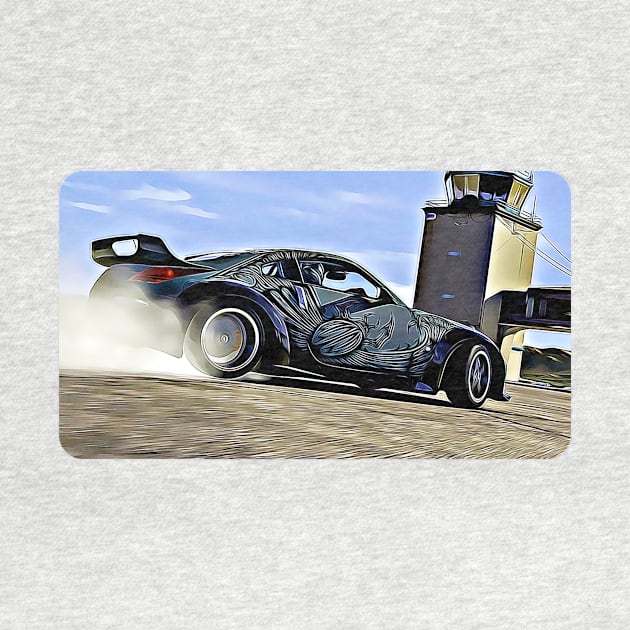 350z Custom Drift Cartoon Drawing Action Print by Auto-Prints